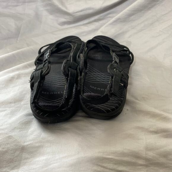 Merrell Aster Black Leather Strappy Sandal SZ‎ 9 Outdoor Beach Vacation Hiking - Picture 4 of 6